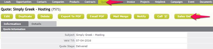 Quote to Sales Order