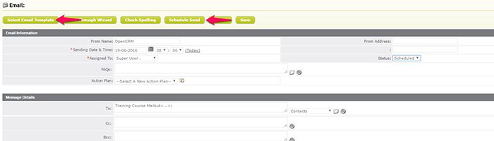 Select Email Template and Click Scheduled Send