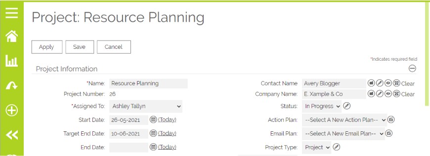 Project Resource Planning in OpenCRM