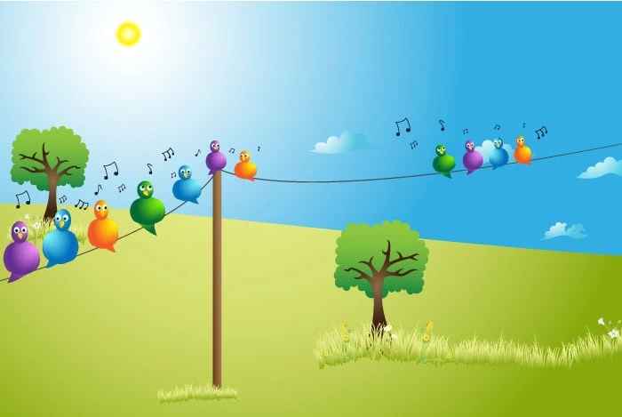 Birds Singing on a line