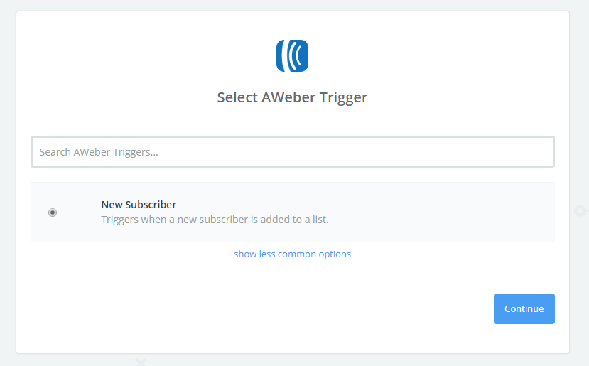 zapier integration - aweber new subscriber