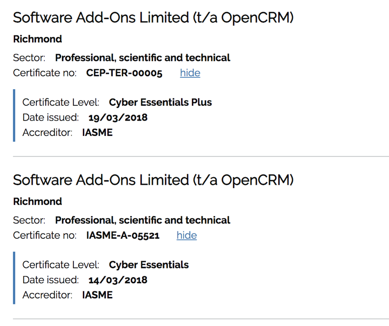 CRM Software Cyber Essentials