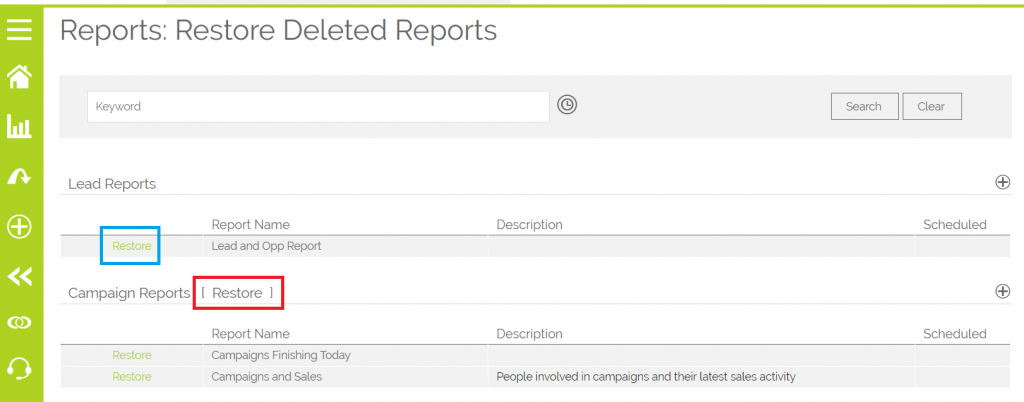 Restore Deleted Report